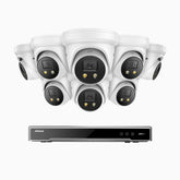 H800X - 4K 8 Channel 8 Cameras PoE Security System, 1/1.8'' BSI Sensor, f/1.6 Aperture (0.003 Lux), Siren & Strobe Alarm,Two-Way Audio, Human & Vehicle Detection, Perimeter Protection, Works with Alexa